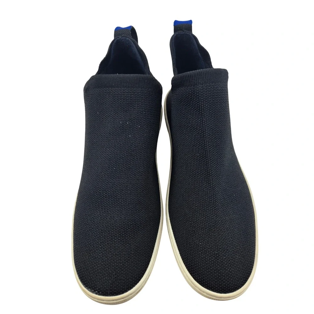 Rothys The Chelsea Boots Black Solid Knit Slip On Ankle Sneaker Boots Womens 7.5